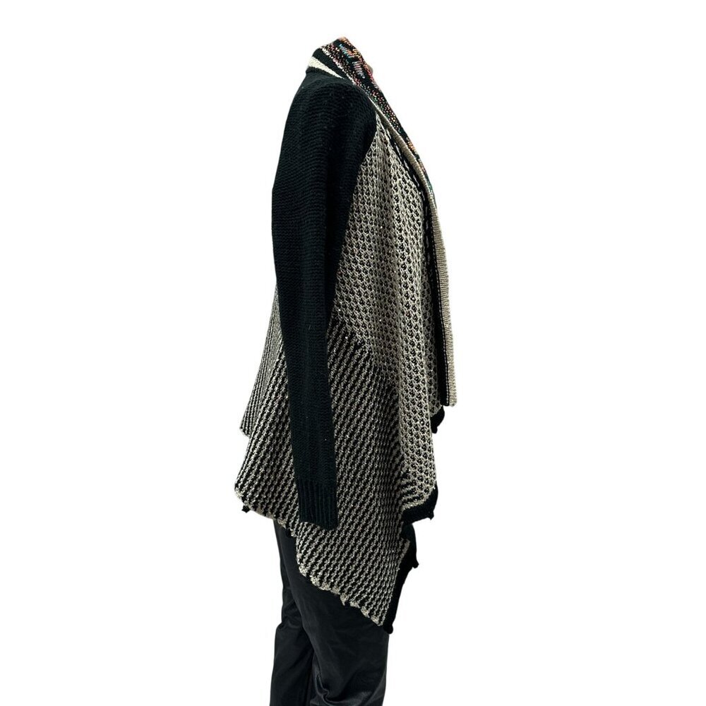 Alberto Makali Open Front Cardigan Mixed Media Sparkly Boho Gspy Sweater Women M - Picture 11 of 11